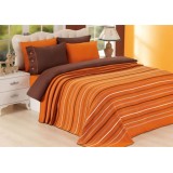 Комплект постельного белья с покрывалом Cahan Stripie оранжевый